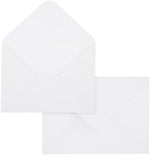 Juvale postcard style birthday invites next to its matching V flap envelope