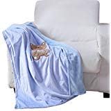 Noble House blue teddy bear embroidered baby receiving blanket front view