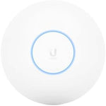 Ubiquiti Networks UniFi U6 Plus dual band access point showing the rear mounting plate and gigabit ethernet port setup.
