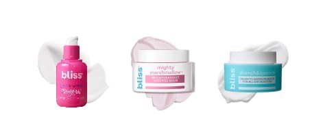 Bliss Mighty Marshmallow Whipped Mask hydration trio front view set showing premium packaging
