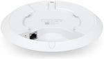Ubiquiti dual band indoor access point side profile demonstrating the slim unobtrusive low-profile form factor