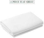 Close-up texture of the white wrinkle-free premium microfiber fabric.