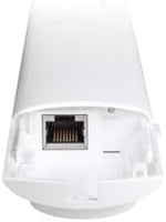 TP-Link Festa N300 access point showing the bottom water resistant cable gland and Ethernet port link