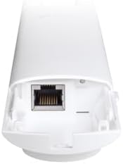TP-Link Festa N300 access point showing the bottom water resistant cable gland and Ethernet port link
