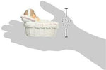 Precious Moments religious figurine with pink beaded rosary inside