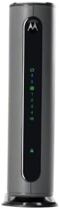 Motorola MG7310 gateway showcasing rear panel port layout including four gigabit ethernet ports and power input
