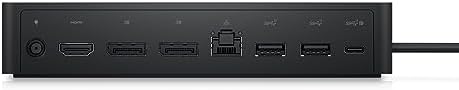 Side perspective of Dell wired docking station detailing compact ergonomic desktop layout structure