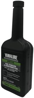 Authentic Yamaha Motor marine engine fuel treatment bottle on white background