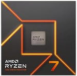 Close-up view of the AMD Ryzen 7 7700 processor chip showing the integrated heat spreader and AM5 contact surface.