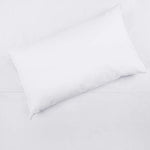 Tadpoles white toddler fitted sheet flat sheet and pillowcase laid out flat