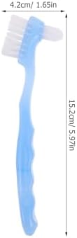 Ergonomic non slip rubber handle of the dual head dental brush for false teeth care.