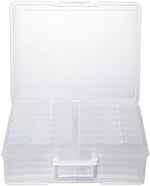 Stack of multiple Novelinks transparent photo storage containers for organization