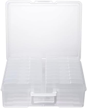 Stack of multiple Novelinks transparent photo storage containers for organization