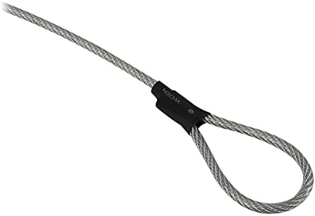 Close up view of the cut resistant steel cable lock for notebooks showcasing the T-bar design.