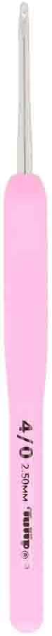 Tulip Etimo Rose Crochet Hook front view showing pink ergonomic handle