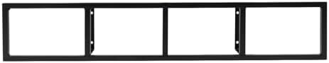 Industrial style black open compartment cube organizer displayed on a bedroom wall.