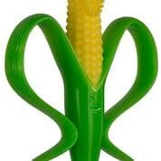 Side view of yellow corn husk handles on Baby Banana infant toothbrush