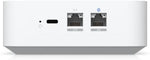 Ubiquiti UniFi Express 7 operating with its integrated LCM status display panel illuminated.