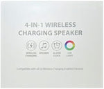 Rear view of the 4-in-1 digital clock speaker highlighting the USB Type-C power input port and speaker grill layout