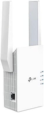 TP-Link RE705X dual-band range extender highlighting the high-speed Gigabit Ethernet port located on the side.