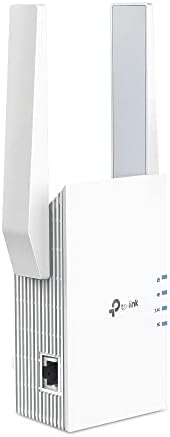 TP-Link RE705X dual-band range extender highlighting the high-speed Gigabit Ethernet port located on the side.