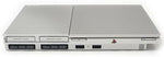Premium satin silver retro gaming console ultra compact profile view