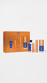 Augustinus Bader anti aging skincare routine set showing four premium TFC8 infused bottles.