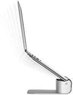 Authentic USA imported Rain Design laptop stand placed on an office table setting
