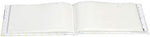 Malden baby memory book open page view showing the transparent horizontal four by six inch photo pockets