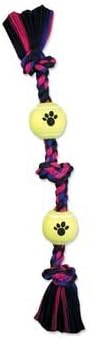 Mammoth Pet Products mini color 3-knot tug toy front view interactive dog toy