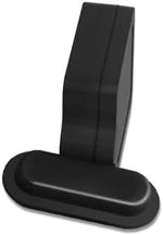 Black plastic retractable trunk lid tether housing close up