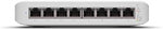 Side profile of the white fanless Ubiquiti Switch Lite 8 PoE emphasizing its compact form factor.