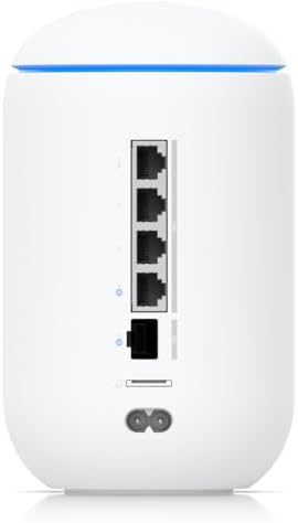 Premium Ubiquiti 10G desktop cloud gateway rear view showing high-speed ethernet ports.