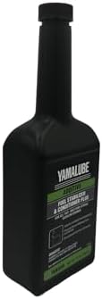 Yamaha Yamalube fuel additive label showing usage instructions and warnings