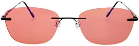 Side profile of Braddell Optics lightweight rimless migraine glasses