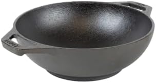 Lodge 9 inch cast iron mini wok dual loop handles