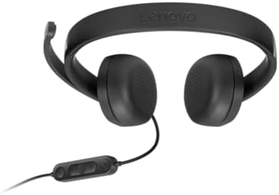 Lightweight Lenovo office headset with ear cushion detail