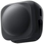 Matte black dual lens cover snapped onto action camera