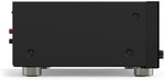 Onkyo Dolby Atmos home cinema receiver angled side perspective highlighting sleek minimalist design.
