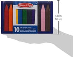 Ten vibrant colors of break resistant childhood drawing utensils neatly arranged inside their packaging.