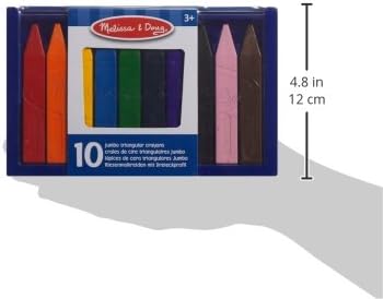 Ten vibrant colors of break resistant childhood drawing utensils neatly arranged inside their packaging.