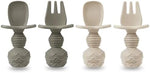 Close up of food grade silicone texture of baby feeding utensils