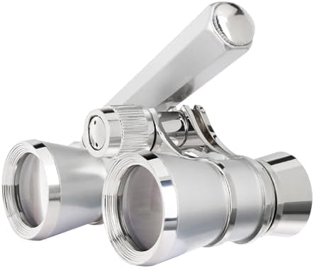 The complete retail packaging box of the authentic imported Levenhuk Broadway silver opera glasses