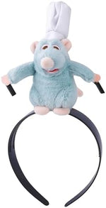 KRK mouse chef headband on a display stand showing the relative size and height of the holiday plush prop.