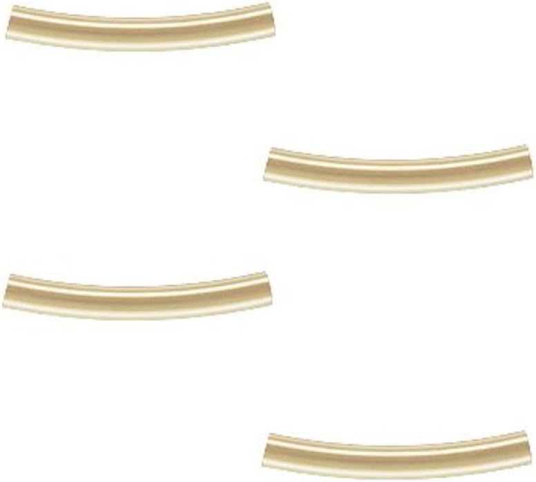 Adabele gold plated sterling silver curved tube beads front view