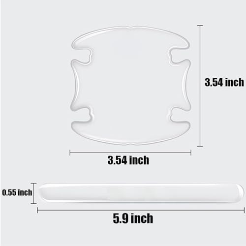 Transparent car handle scratch protection film showing invisible placement inside vehicle door bowl.
