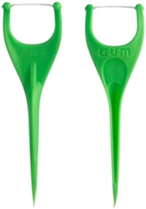 Compact travel-ready packs of GUM Y-shaped flossers for portable plaque removal