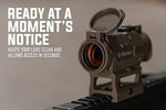 Monstrum tactical scope caps showing flexible rubber mounting collar