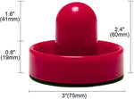 HYCT electric floating air hockey set being unboxed showing the puck, two red pushers, and white charging cord.