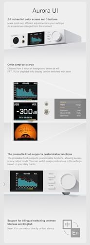 Aurora interface screen on the DX5 II balanced audio decoder showcasing current resolution settings